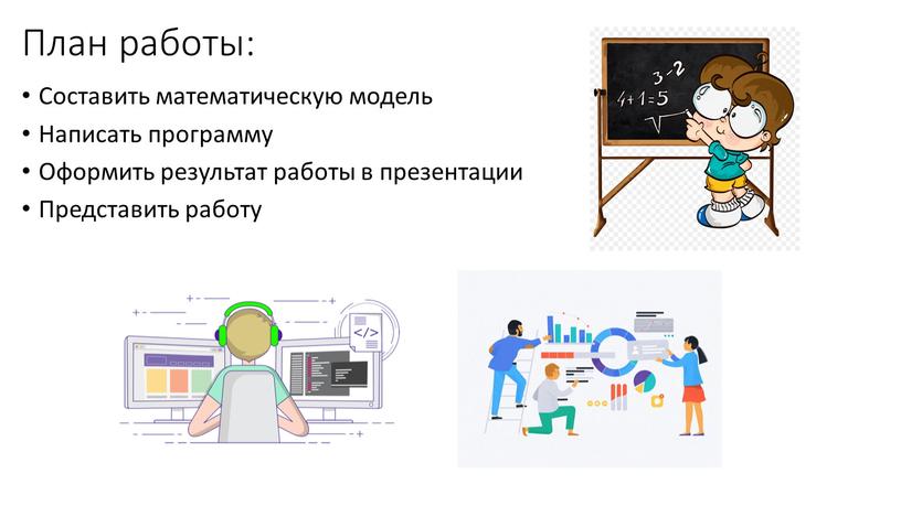 План работы: Составить математическую модель