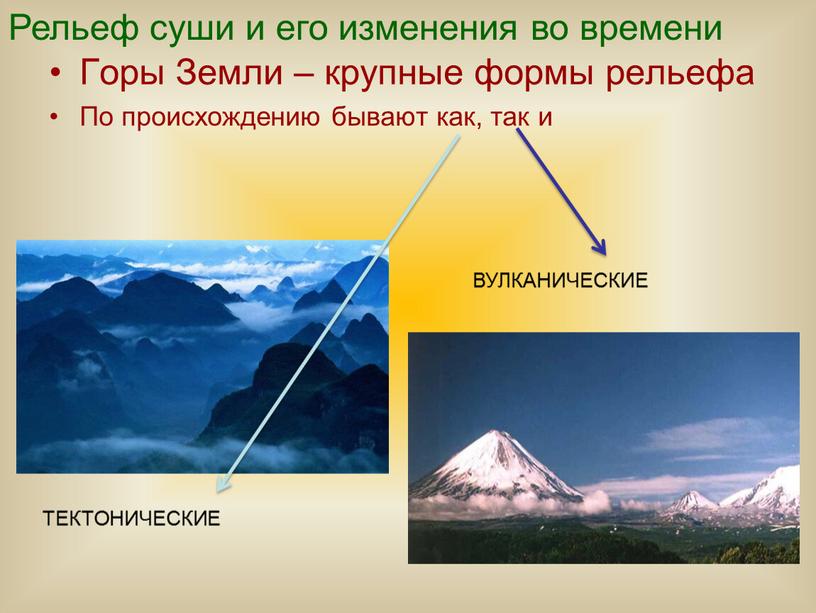 Горы Земли – крупные формы рельефа