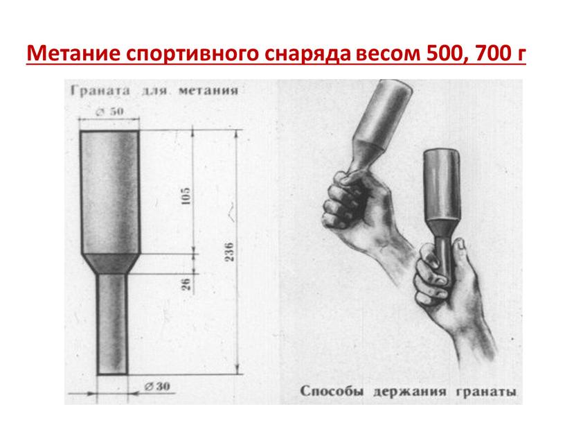 Метание спортивного снаряда весом 500, 700 г