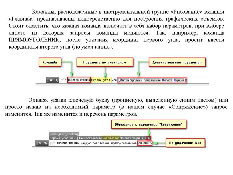 Команды, расположенные в инструментальной группе «Рисование» вкладки «Главная» предназначены непосредственно для построения графических объектов