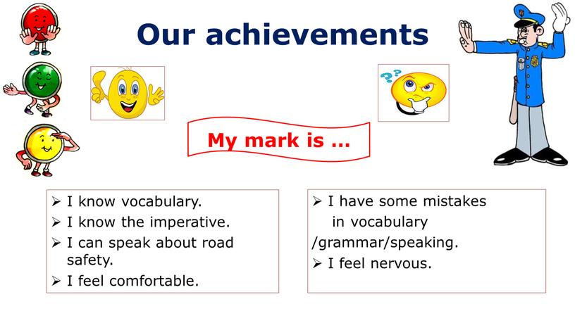 Our achievements I know vocabulary