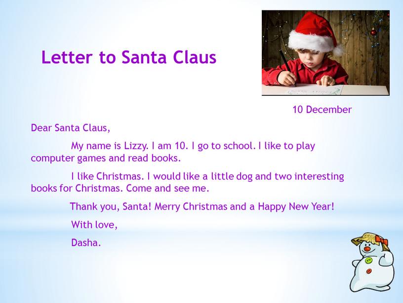 Letter to Santa Claus 10 December