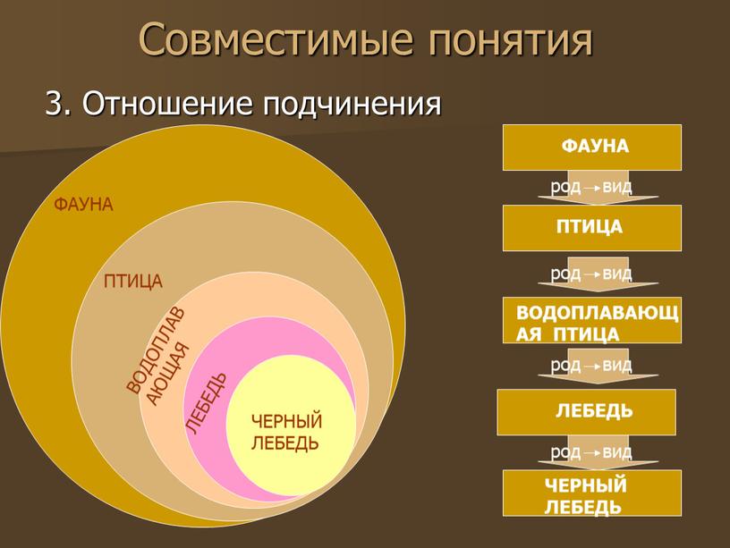 Совместимые понятия 3. Отношение подчинения