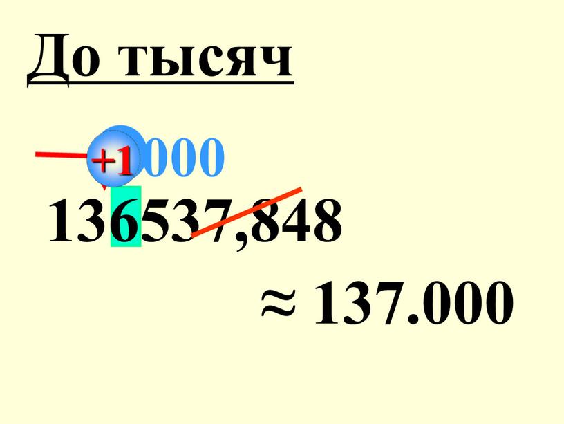 136537,848 ≈ 137.000 До тысяч 000 +1