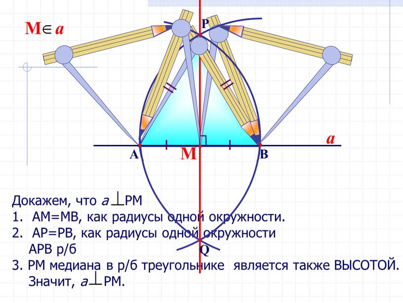 Докажем, что а РМ АМ=МВ, как радиусы одной окружности