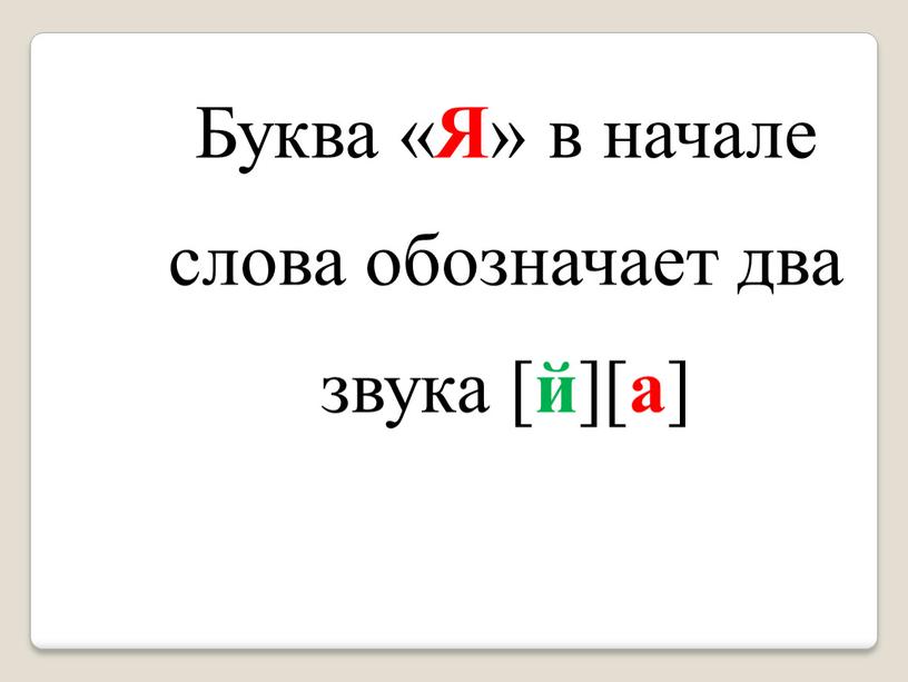 Буква « Я » в начале слова обозначает два звука [ й ][ а ]