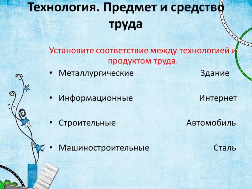 Технология. Предмет и средство труда