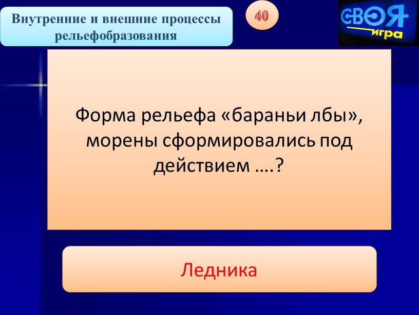 Внутренние и внешние процессы рельефобразования 40