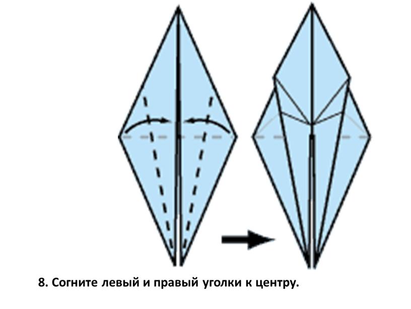 Согните левый и правый уголки к центру