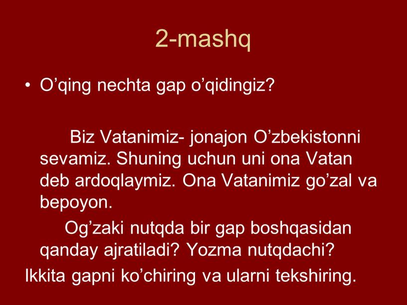 O’qing nechta gap o’qidingiz?