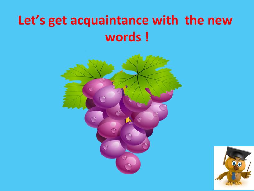 Let’s get acquaintance with the new words !