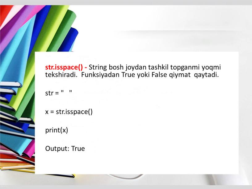 String bosh joydan tashkil topganmi yoqmi tekshiradi