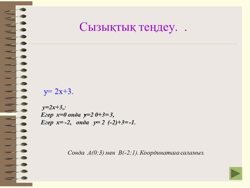 Сызықтық теңдеу. . у= 2х+3. у=2х+3,:
