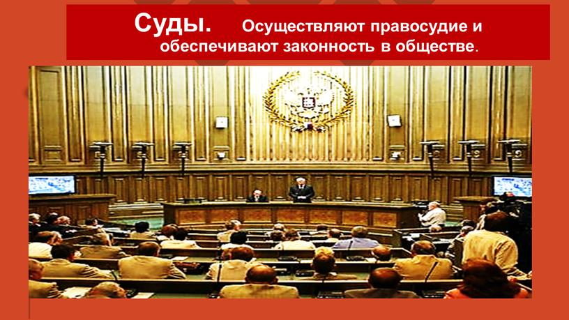 Суды. Осуществляют правосудие и обеспечивают законность в обществе