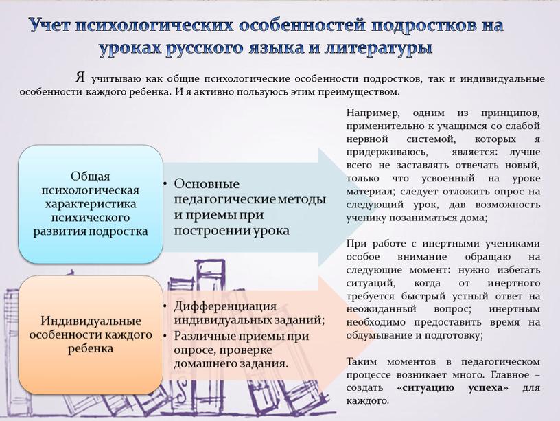 Учет психологических особенностей подростков на уроках русского языка и литературы