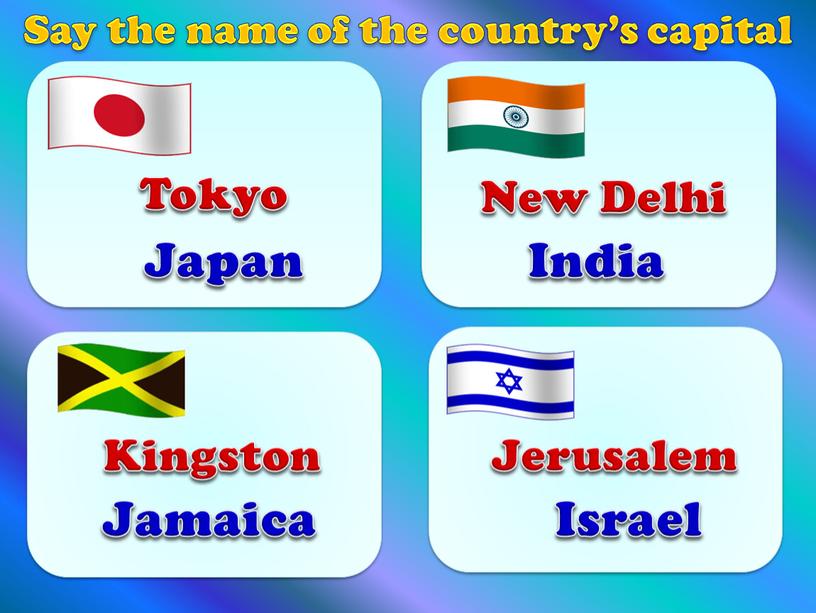 Japan India Israel Jamaica Jerusalem