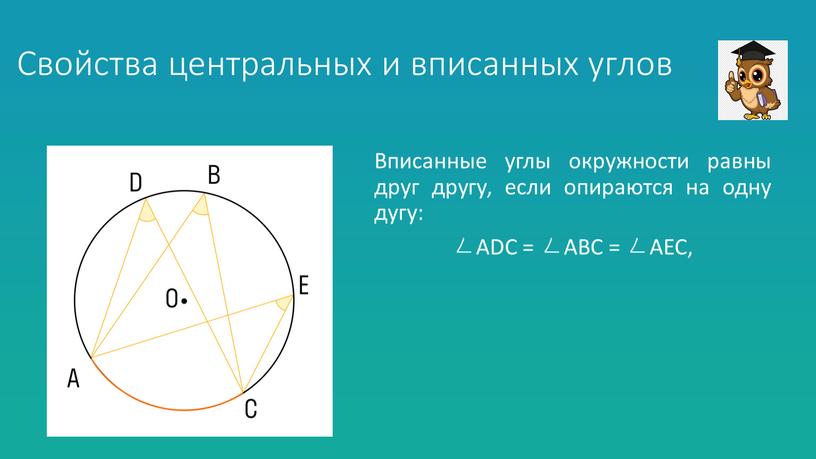 Свойства центральных и вписанных углов