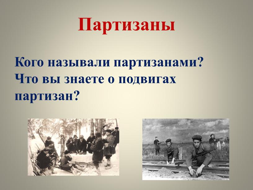 Партизаны Кого называли партизанами?