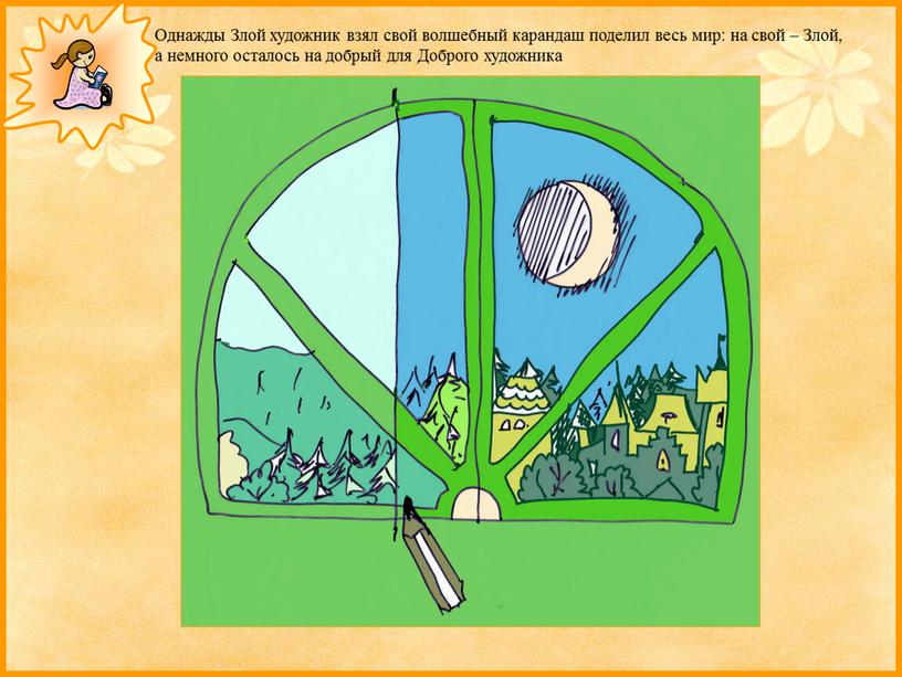 Однажды Злой художник взял свой волшебный карандаш поделил весь мир: на свой –