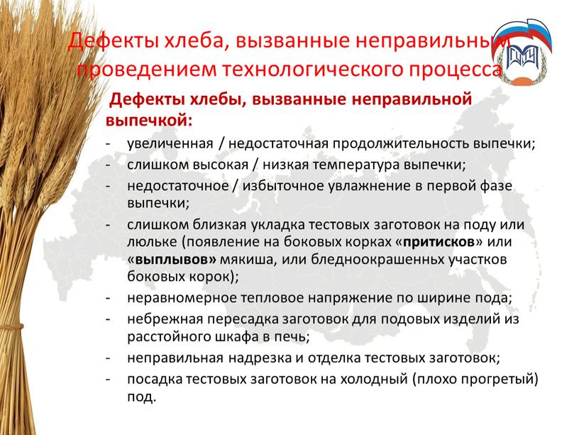 Дефекты хлеба, вызванные неправильным проведением технологического процесса