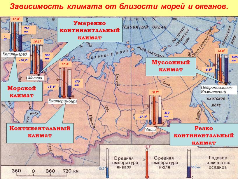 Морской климат Умеренно континентальный климат