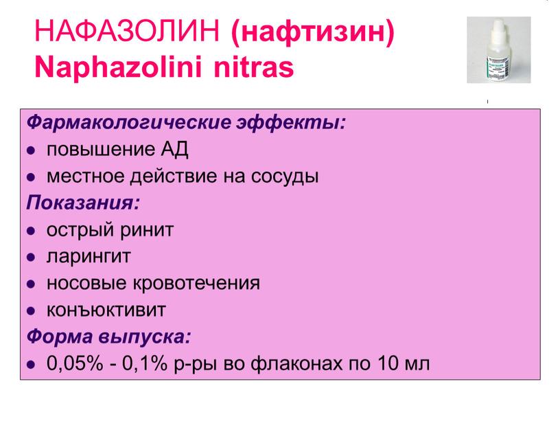 НАФАЗОЛИН (нафтизин) Naphazolini nitras