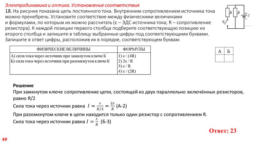 Электродинамика и оптика. Установление соответствия 18