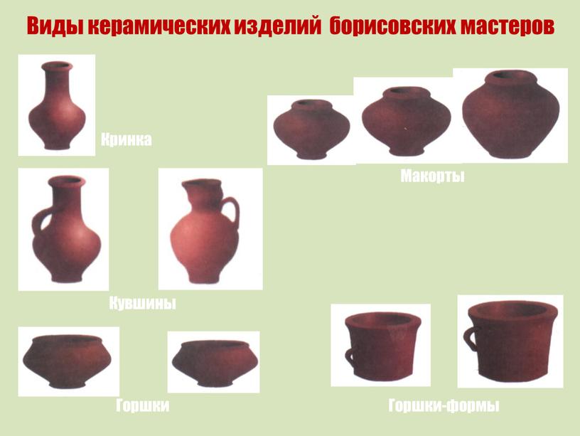 Кринка Виды керамических изделий борисовских мастеров