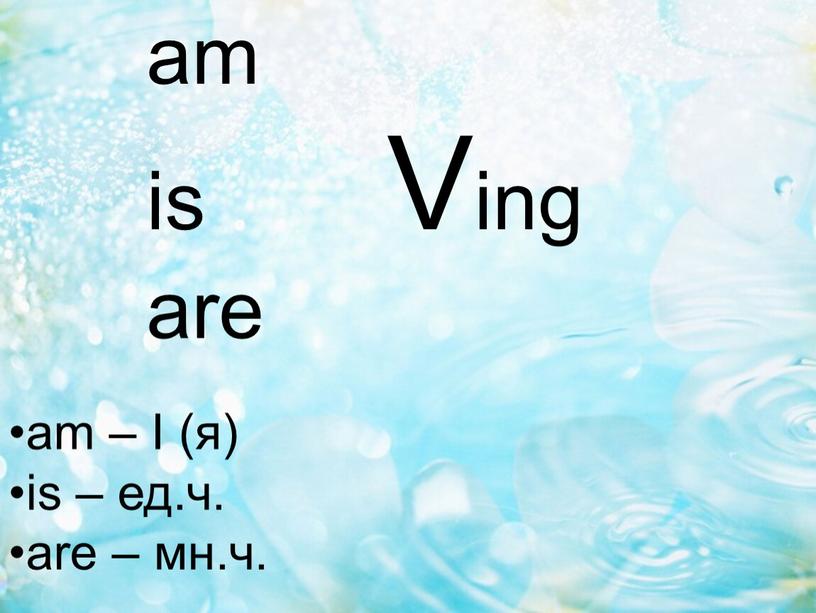 I (я) is – ед.ч. are – мн.ч. am is