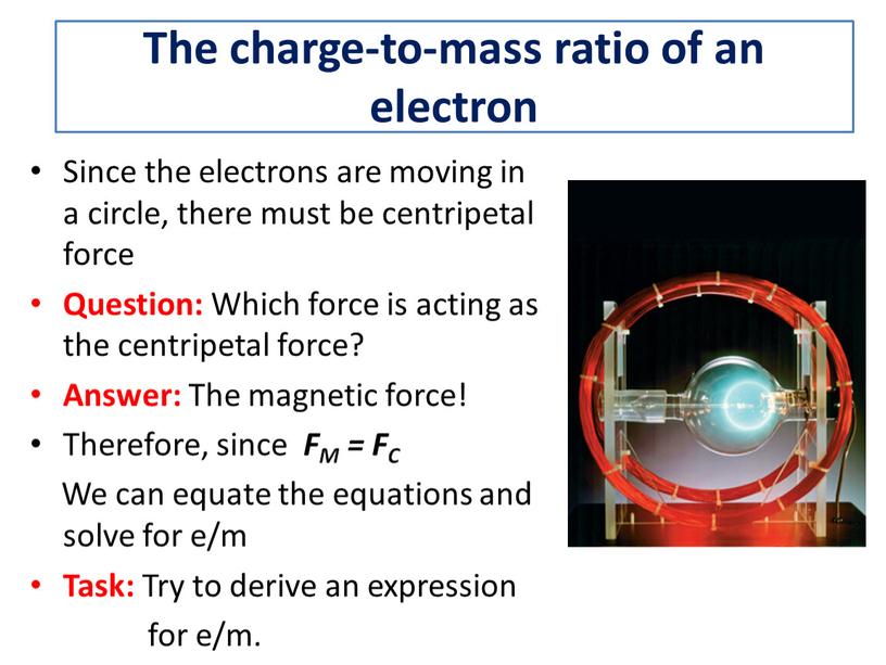 The charge-to-mass ratio of an electron