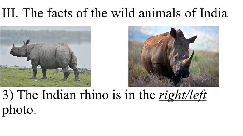 III. The facts of the wild animals of