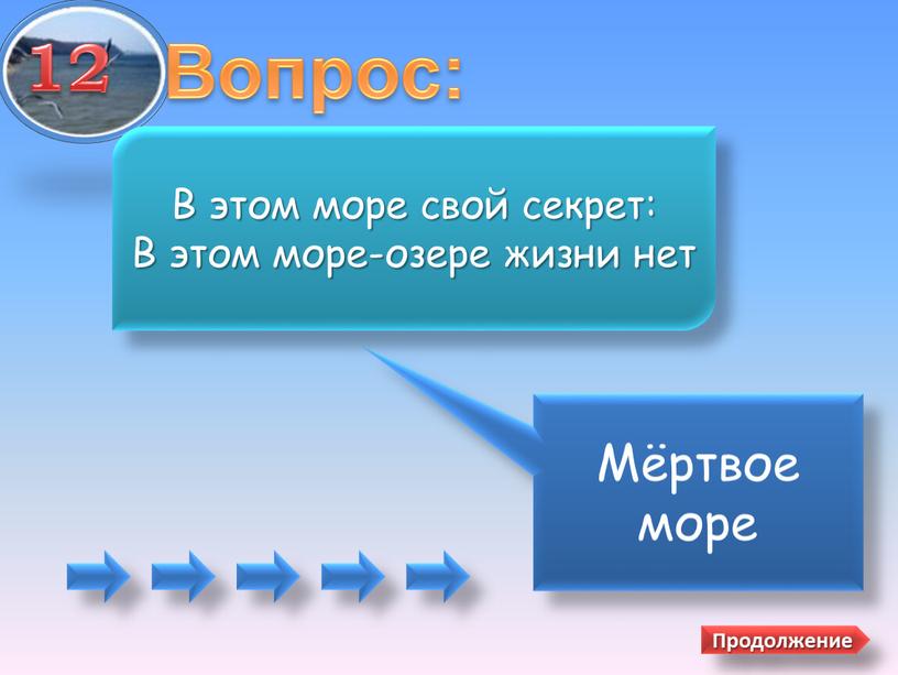 Вопрос: Мёртвое море В этом море свой секрет: