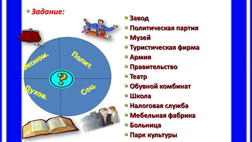 Задание: Завод Политическая партия