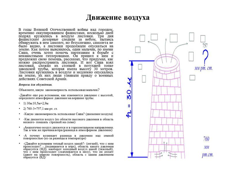 Движение воздуха В годы Великой