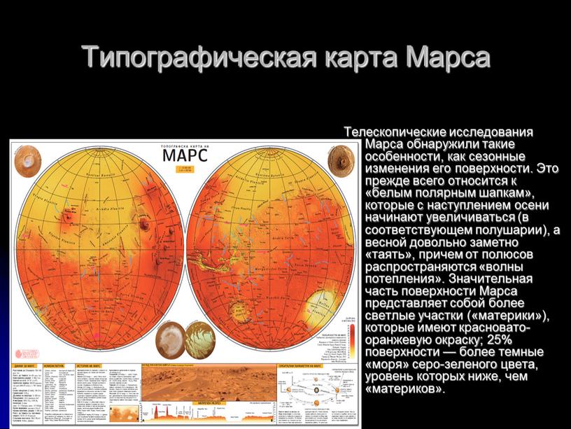 Типографическая карта Марса Телескопические исследования