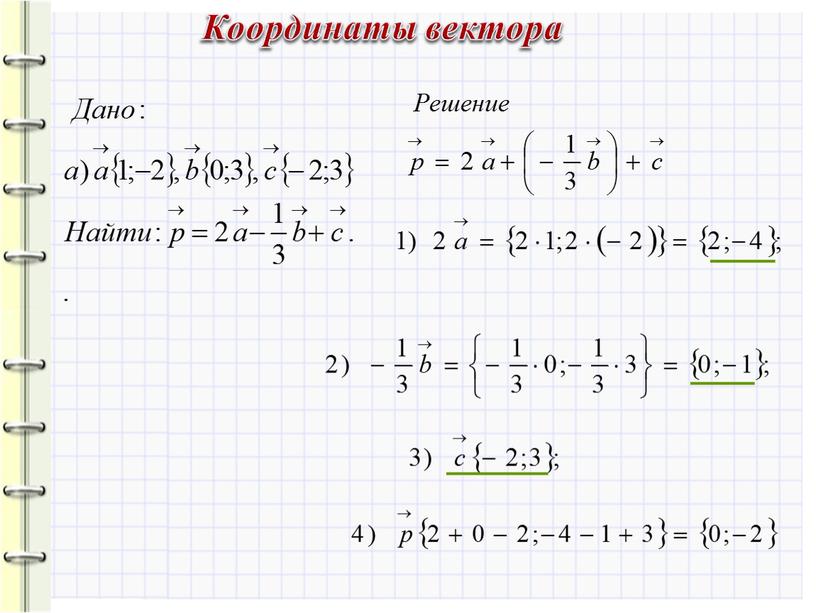 Координаты вектора