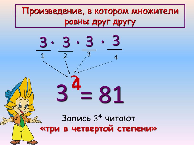 Произведение, в котором множители равны друг другу 4