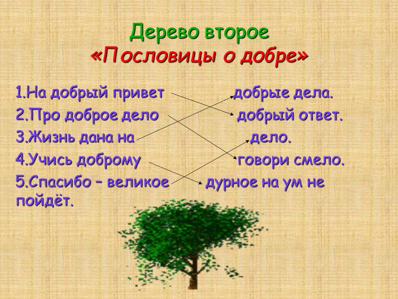 Дерево второе «Пословицы о добре» 1