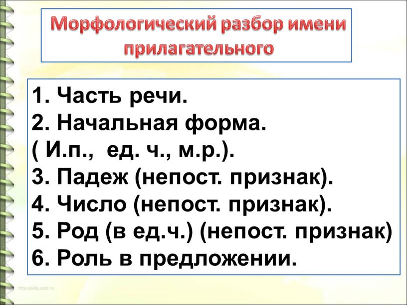 Морфологический разбор имени прилагательного 1