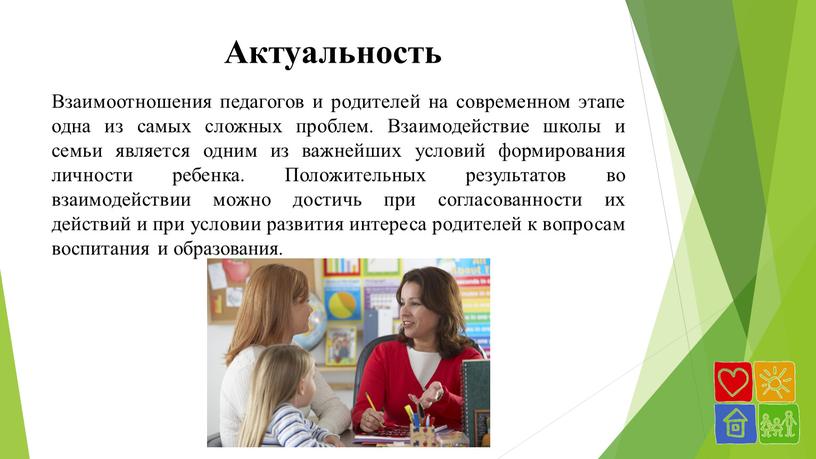 Актуальность Взаимоотношения педагогов и родителей на современном этапе одна из самых сложных проблем