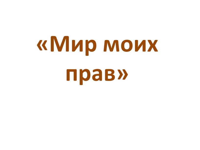 «Мир моих прав»