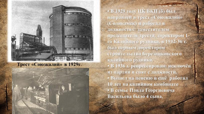 Трест «Союзкалий» в 1929г .