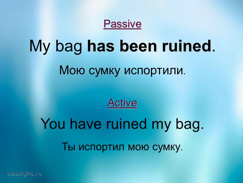 Passive My bag has been ruined