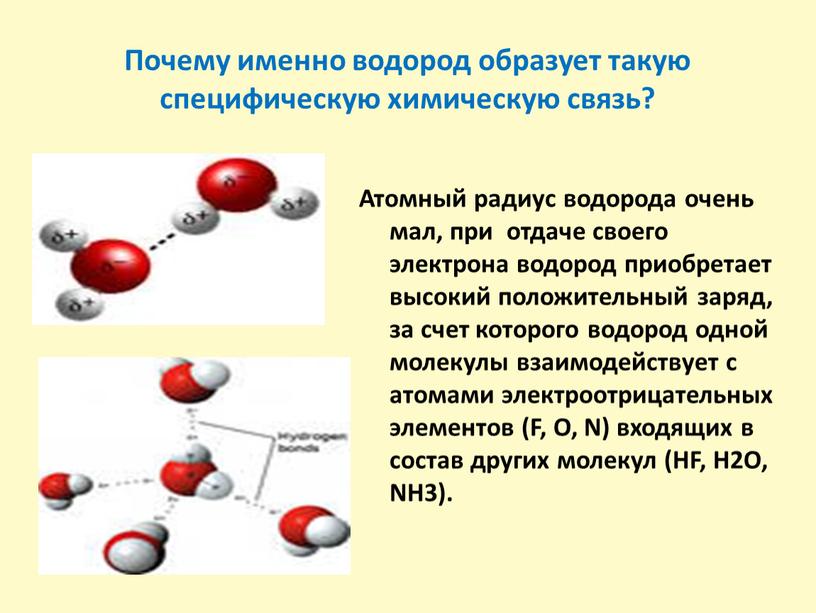 Почему именно водород образует такую специфическую химическую связь?