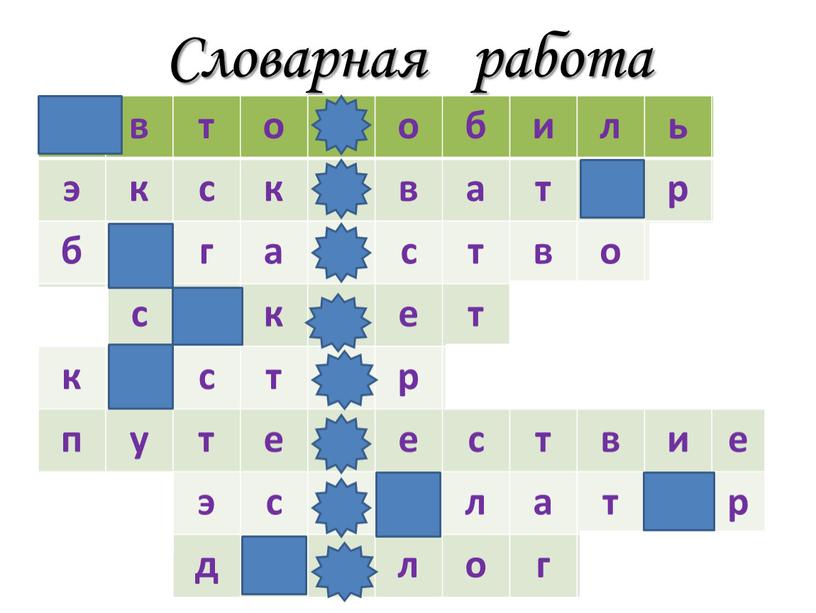 Словарная работа а в т о м о б и л ь э к с к а в а т о р б о г…