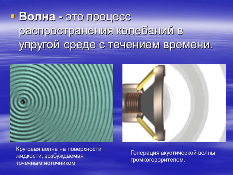 Волна - это процесс распространения колебаний в упругой среде с течением времени