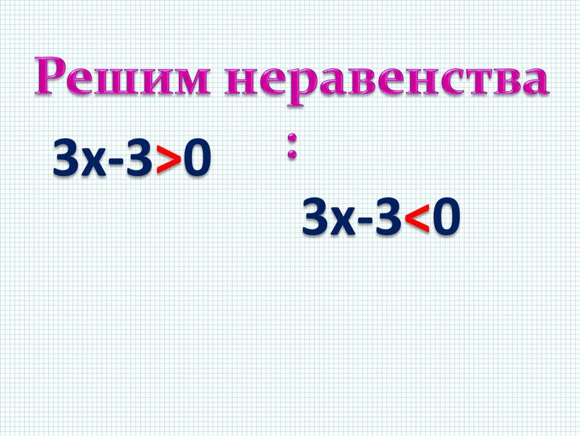 Решим неравенства : 3х-3>0 3х-3<0