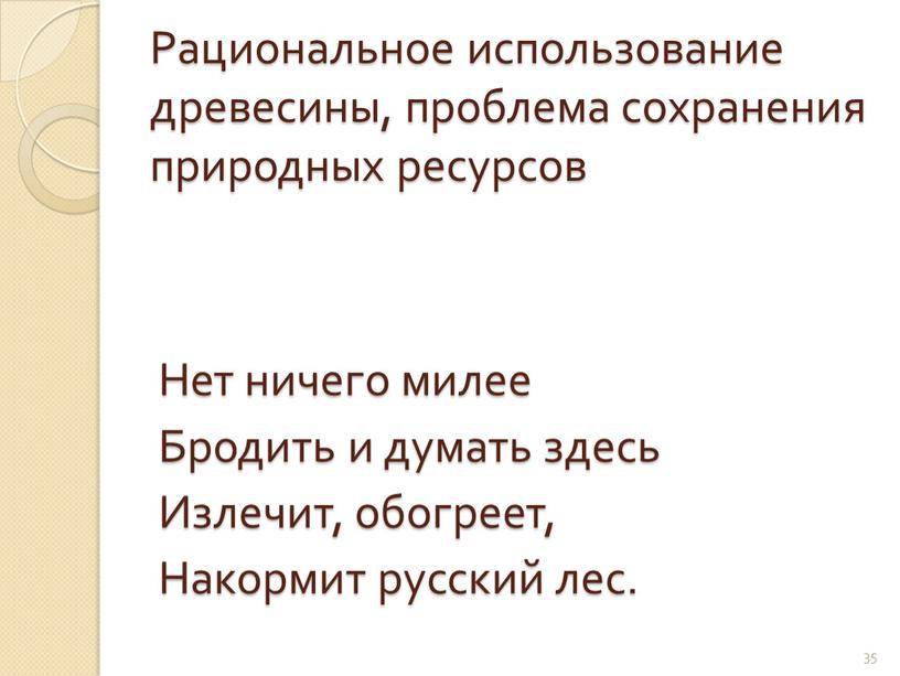 Рациональное использование древесины, проблема сохранения природных ресурсов