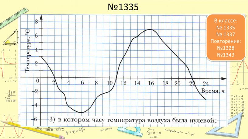 В классе: № 1335 № 1337 Повторение: №1328 №1343