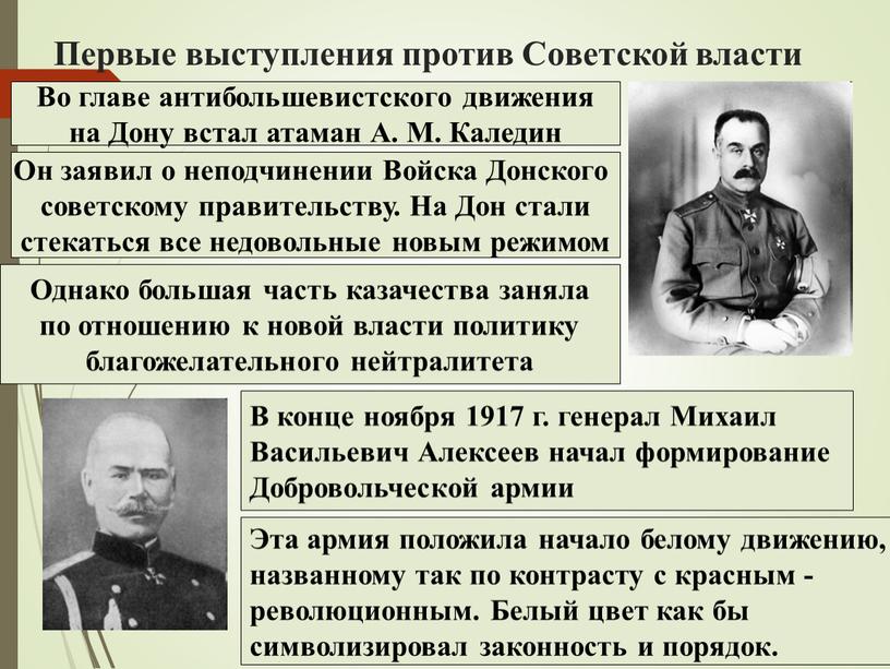 Первые выступления против Советской власти